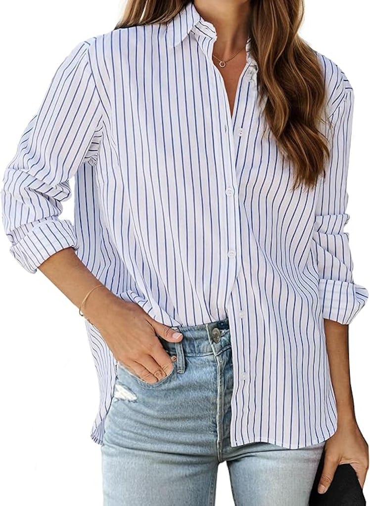 Zeagoo Button-Down Striped Shirt