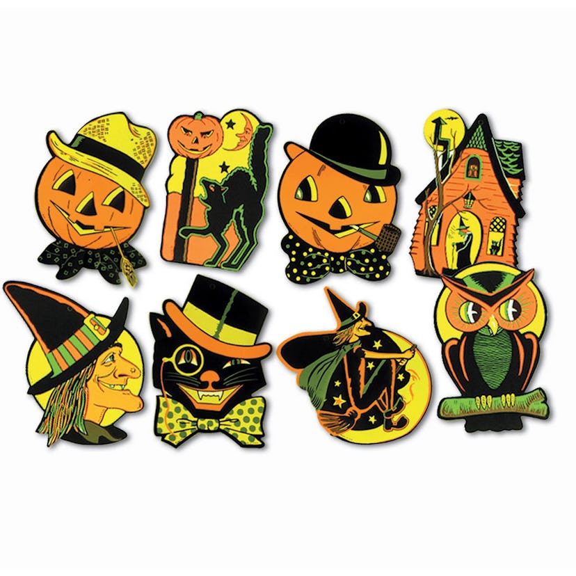 8 Vintage Retro Styled Repro Halloween Decorations