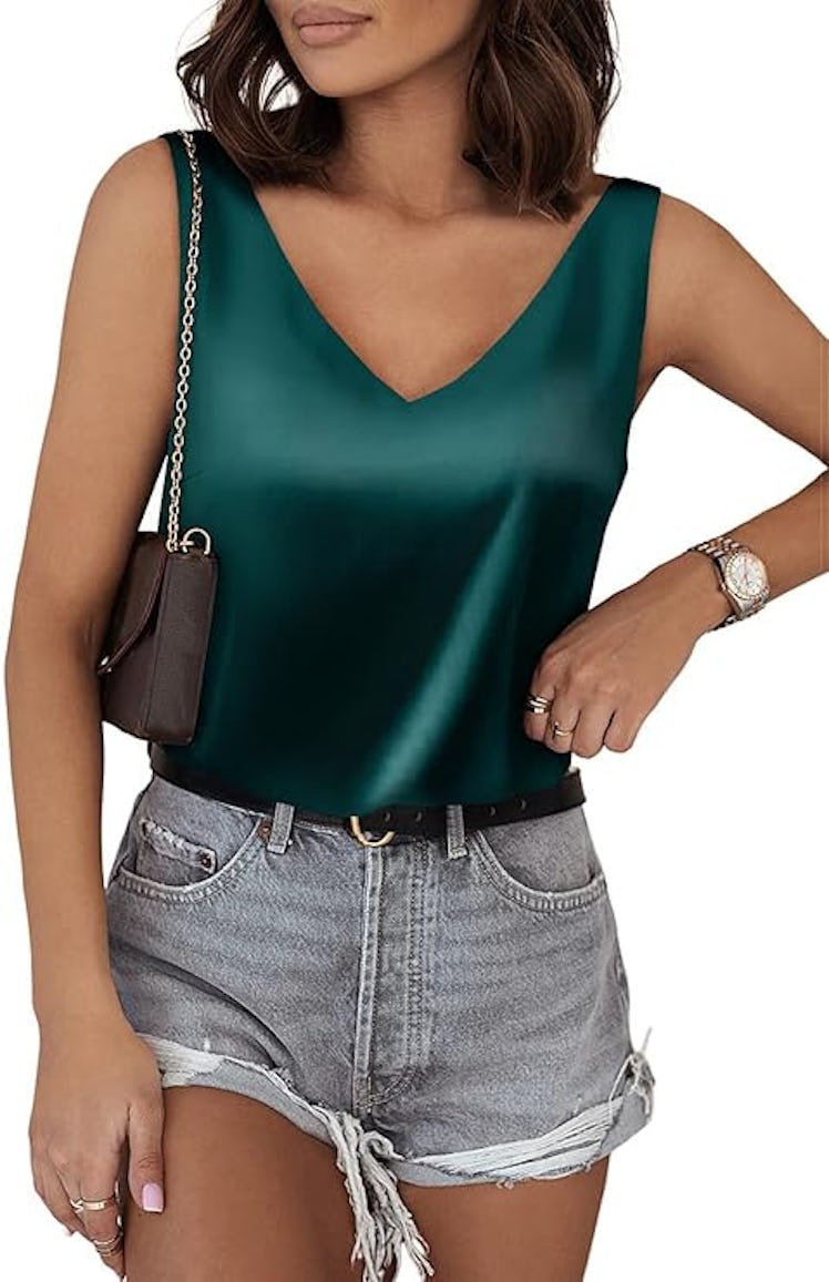 BLENCOT Satin V-Neck Tank Top