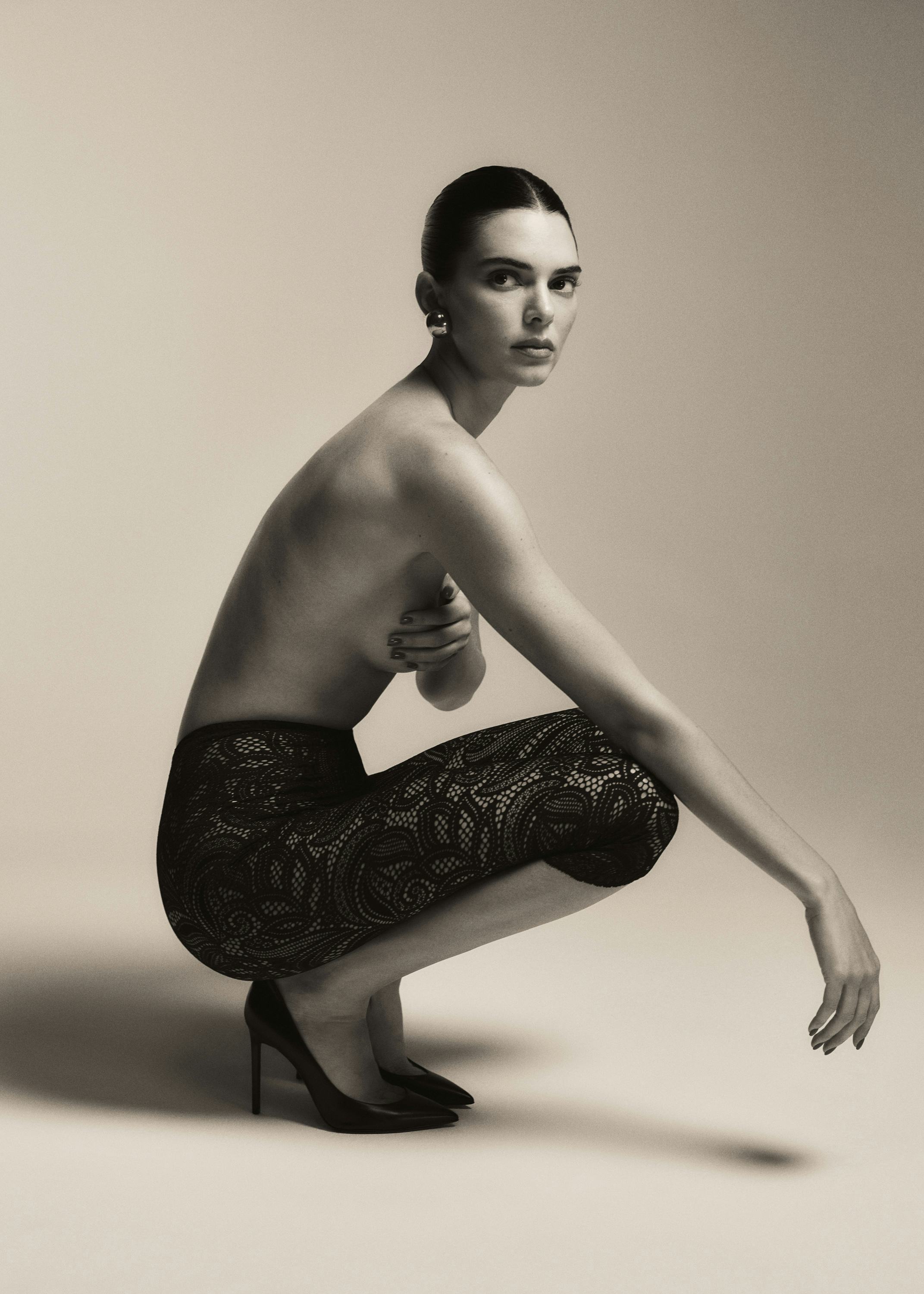 Kendall Jenner stars in FWRD&rsquo;s Fall 2024 campaign in see-through lace capris.