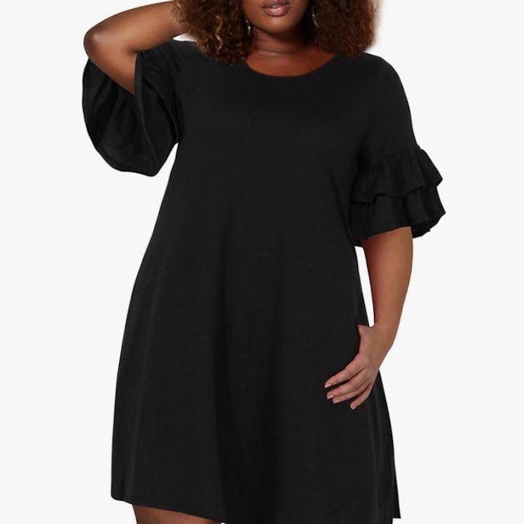 Nemidor Ruffle Sleeve Jersey Knit Dress