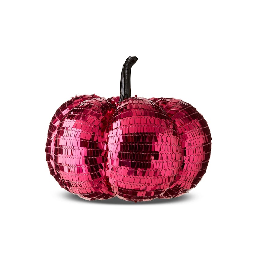 Halloween Pink Sequin Pumpkin Decoration