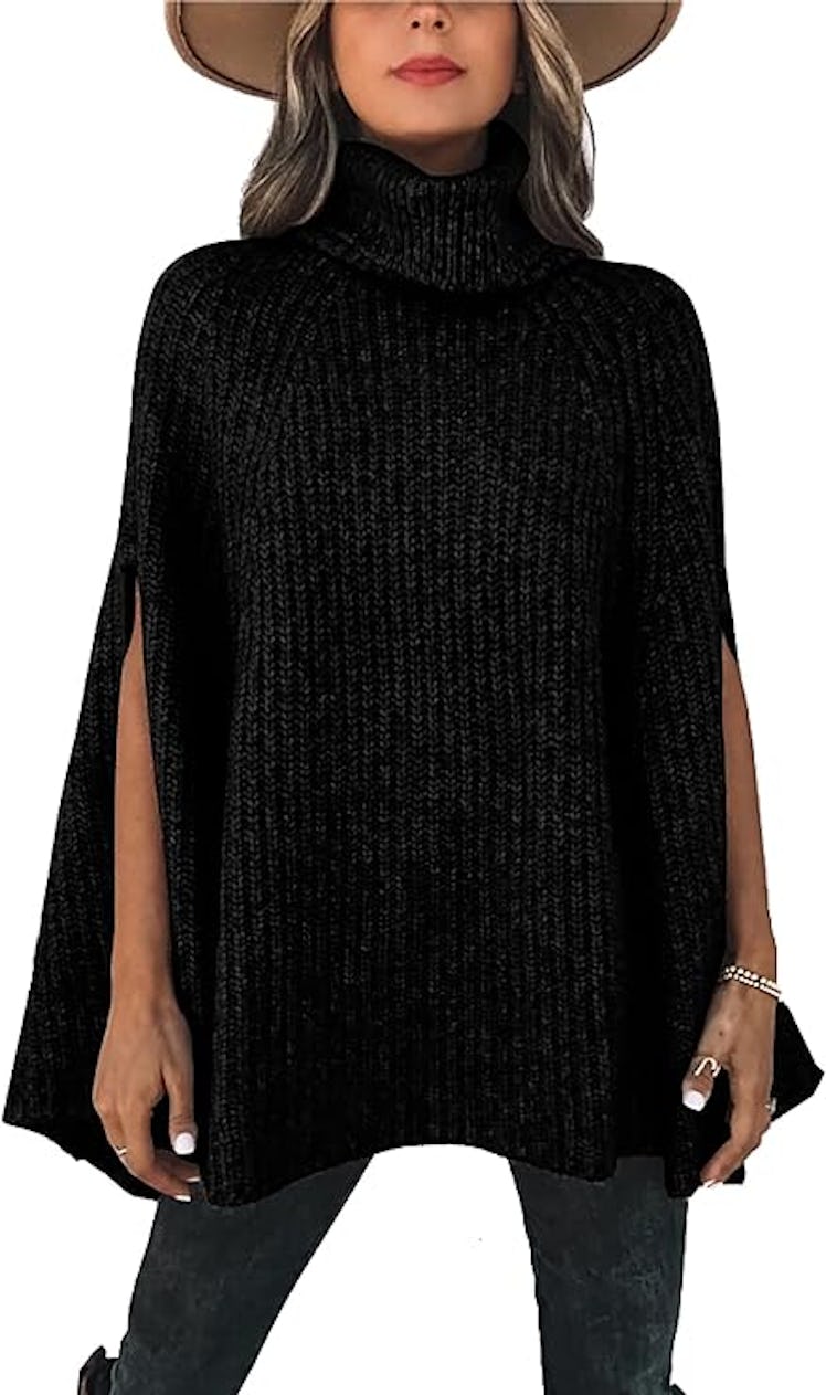 KIRUNDO Turtleneck Poncho Sweater 