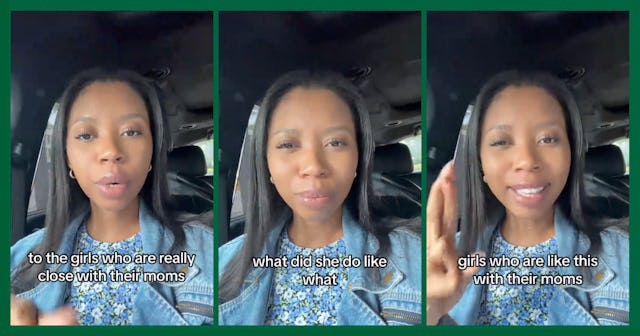 A young woman in a car shares thoughts about close relationships between daughters and their mothers...