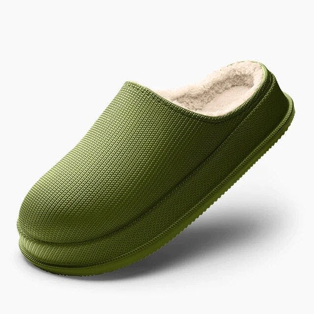 Cozy Fur Green Slides