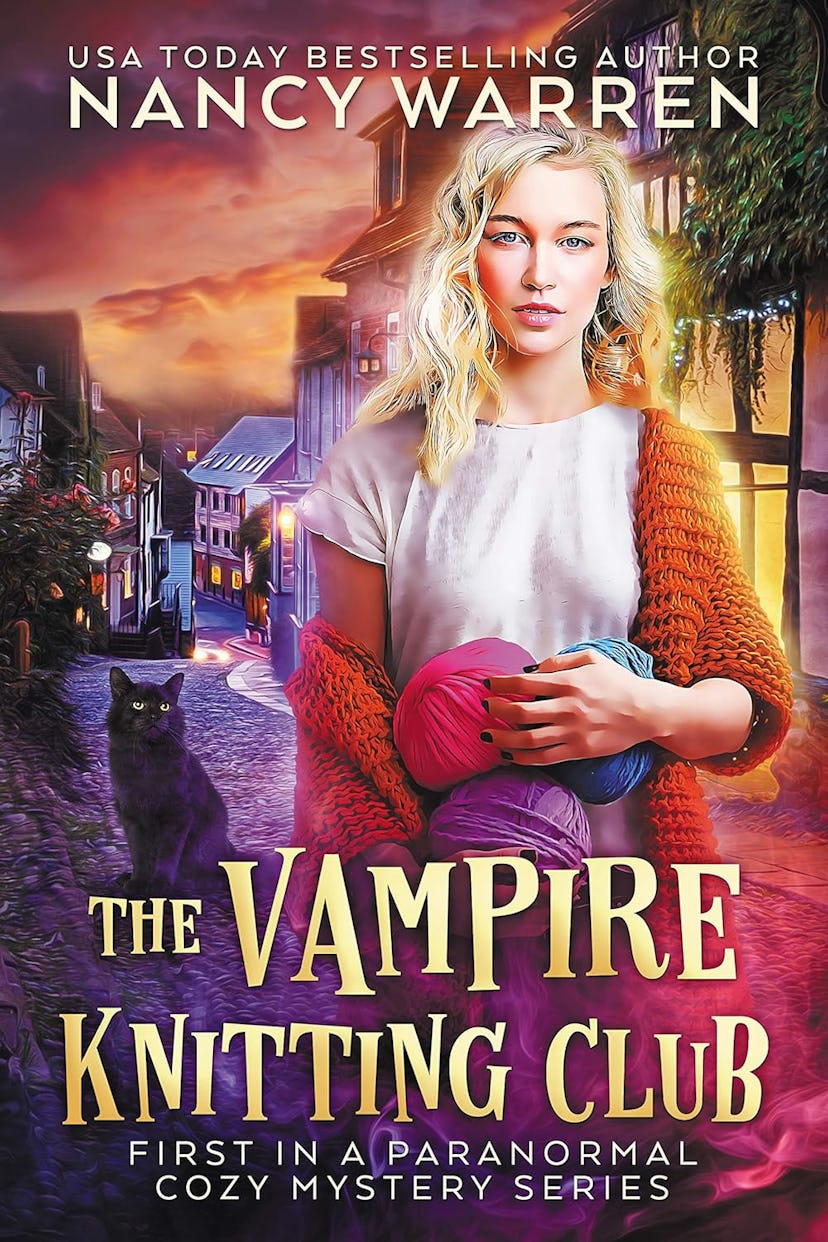 'The Vampire Knitting Club' by Nancy Warren cover, a great read if you love cozy fall books