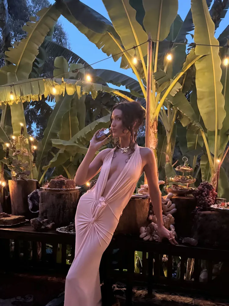 bella hadid in pink dress Bella Hadid Wears a Sheer Givenchy Dress to the Vogue Foundation Gala