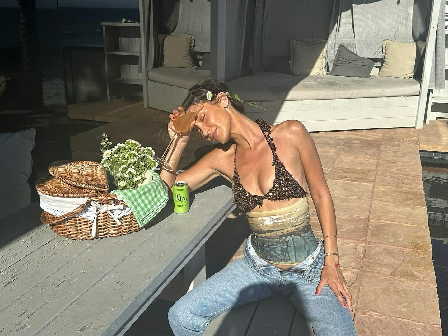 Bella Hadid just put her own spin on the bikini bra trend.