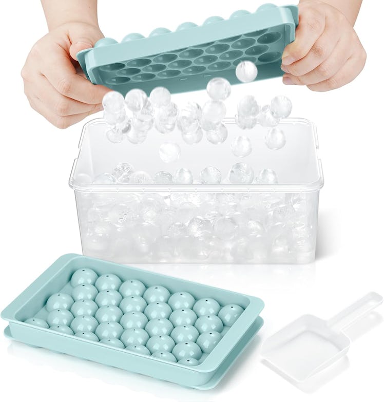 Wibimen Round Ice Cube Tray with Lid & Bin