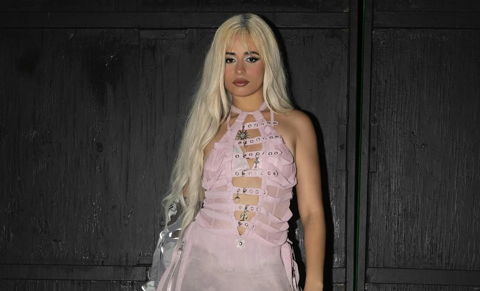 white christmas dresses Camila Cabello 2024 Oscars After Party Cutout Slit Long Dress main image 1