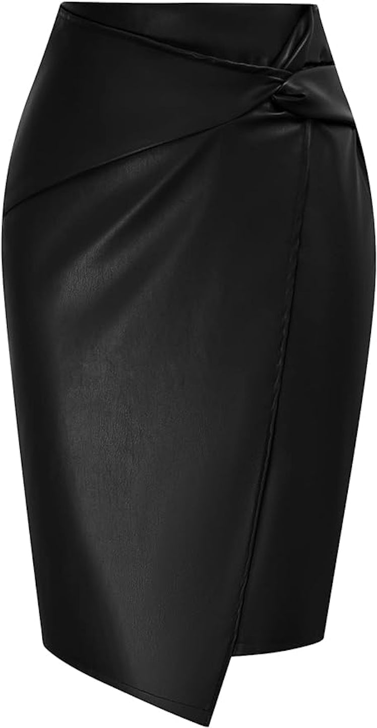 Kate Kasin Faux Leather Pencil Skirt