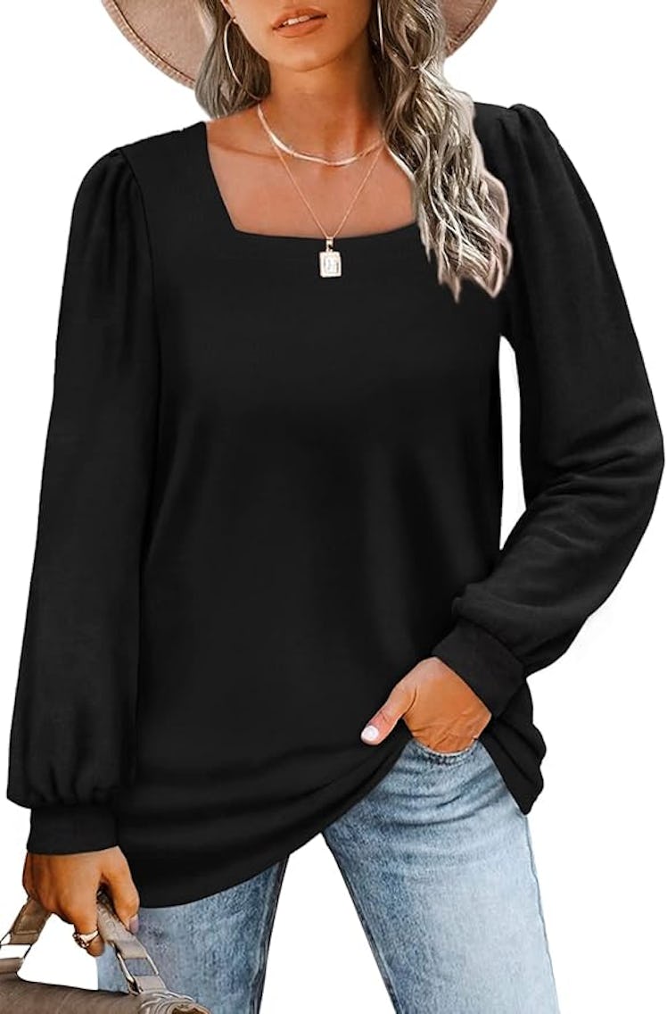 WIHOLL Square Neck Tunic Top