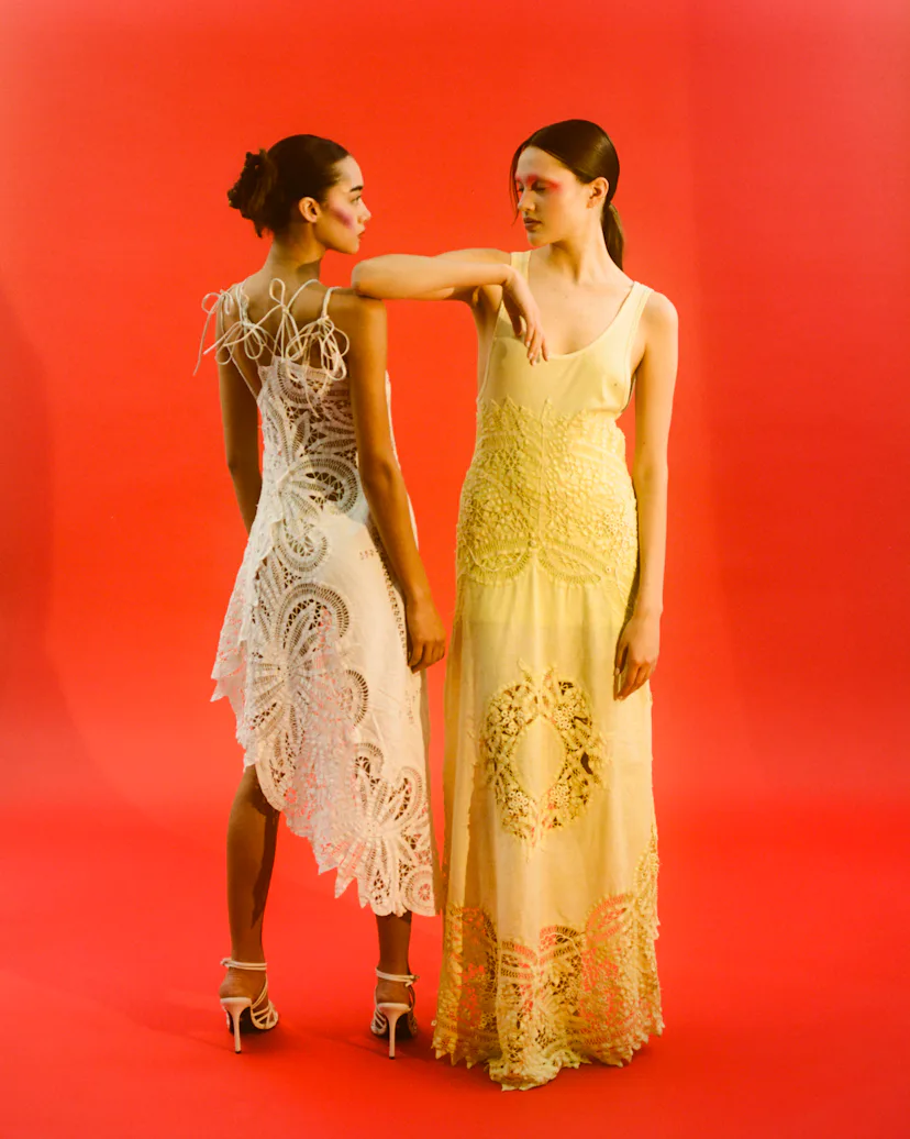 Ian Allen Greer's designs using vintage tablecloths.