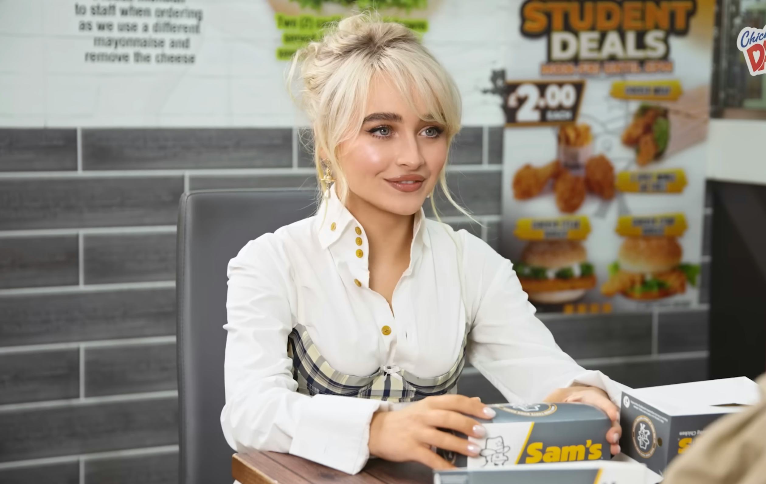 Sabrina Carpenter in Chicken Shop Date.