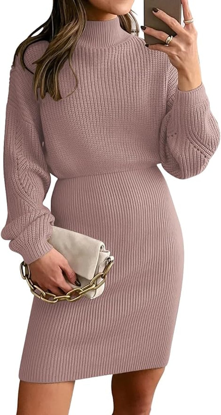 LILLUSORY Mock-Neck Sweater Dress