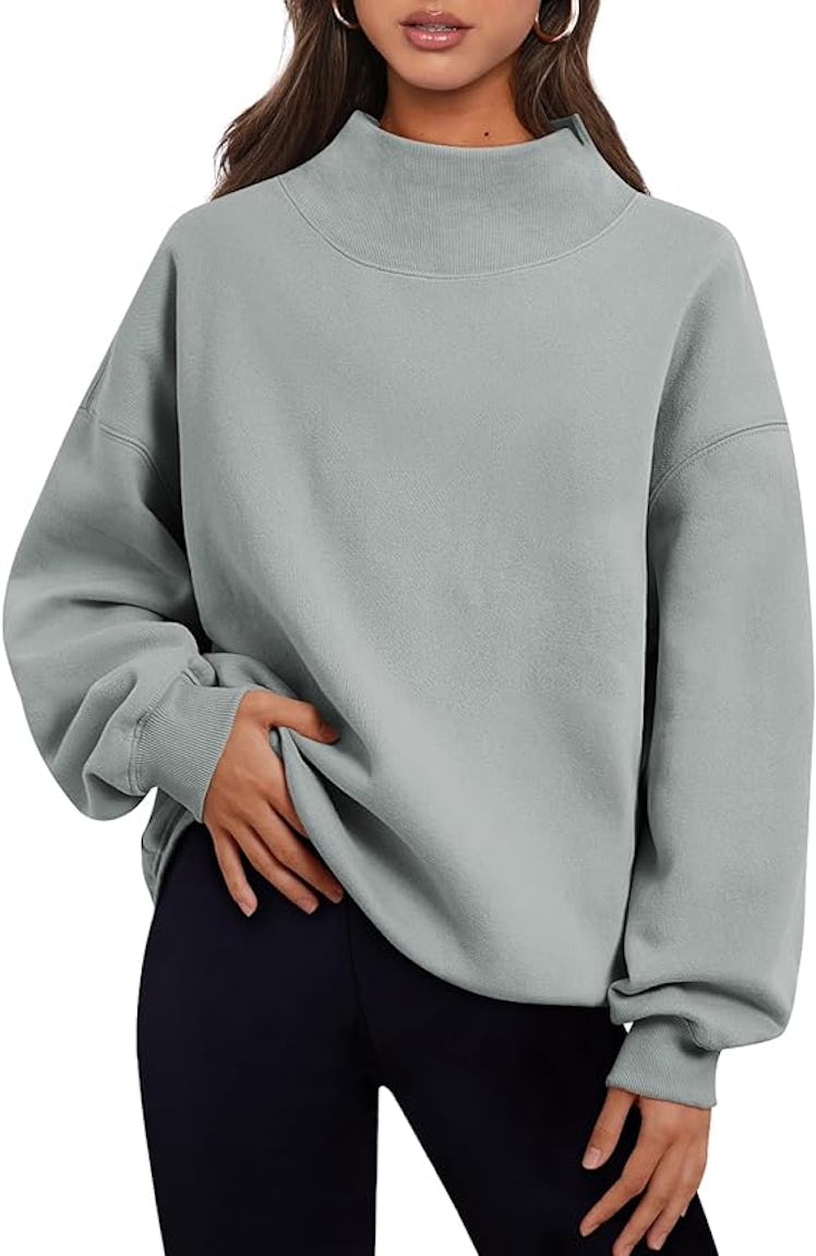 Trendy Queen Oversize Mock-Neck Sweatshirt