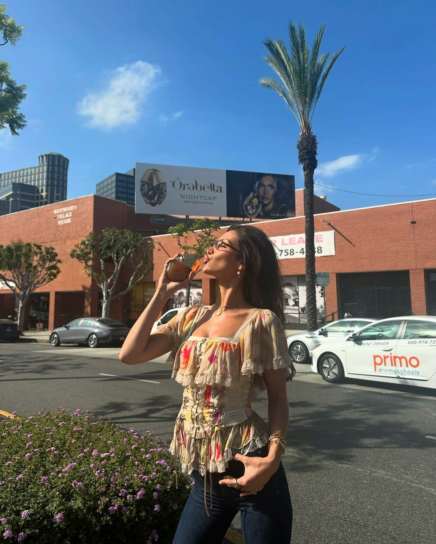 Bella Hadid&rsquo;s corset blouse and flared boot cut jeans were so Y2K-coded.