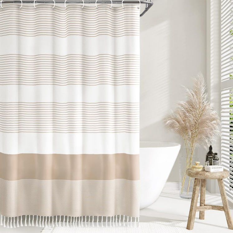 Awellife Knotted-Tassel Shower Curtain