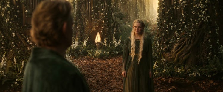 Morfydd Clark and Charles Edwards in 'The Lord of the Rings: The Rings of Power' Season 2, Episode 2