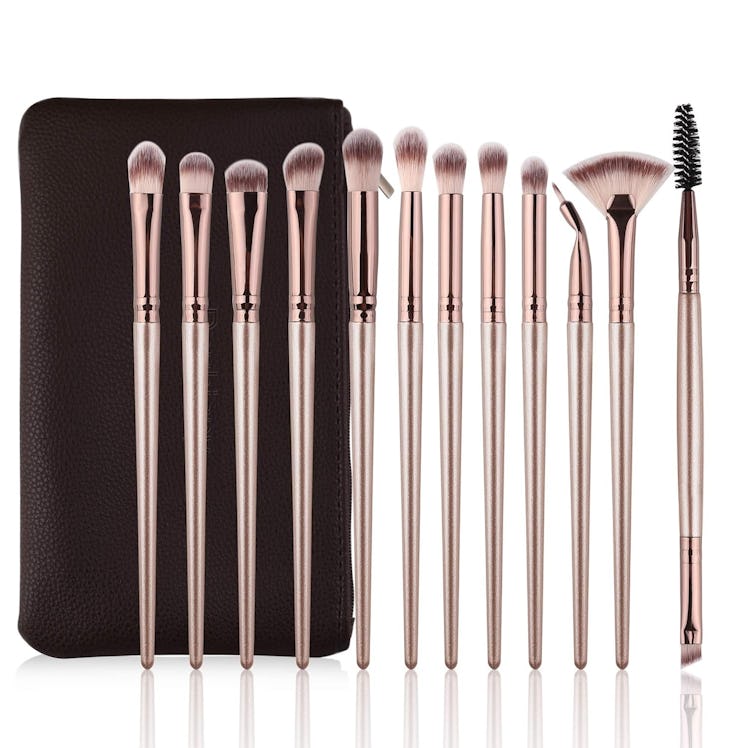 Daubigny Eye Makeup Brushes with Carrying Bag (12 Pieces)