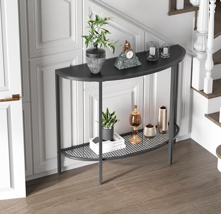 SAYGOER Black Half Moon Console Table