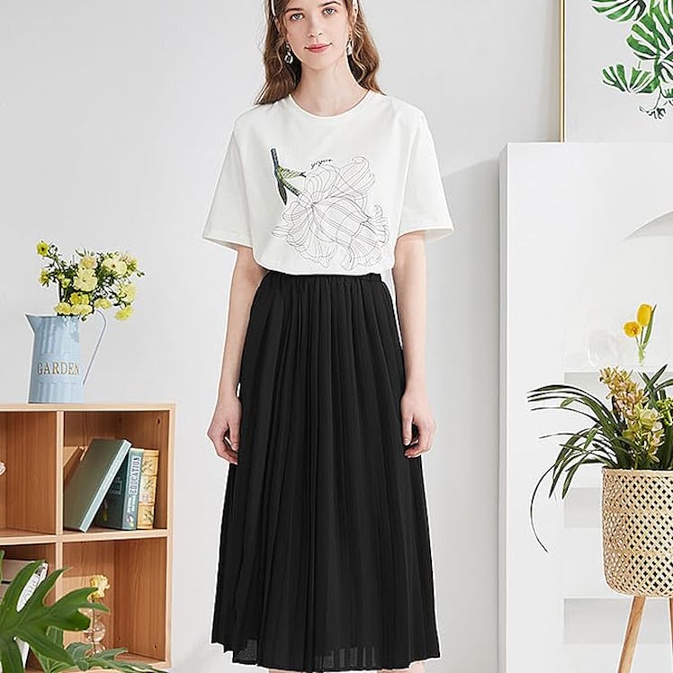 Basoteeuo Pleated Longline Skirt 