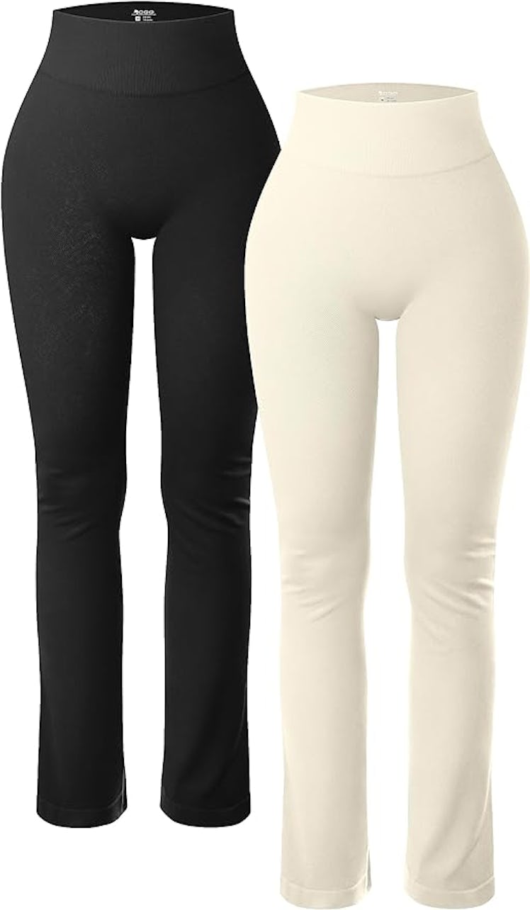 OQQ Ribbed Yoga Pants Set (2-Pieces)