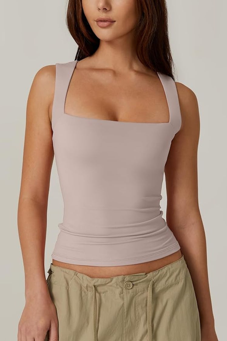 QINSEN Square Neck Tank Top 