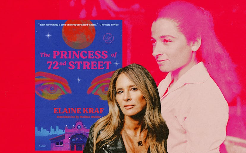 Two women against a vibrant red background, one in black leather jacket, the other in a pink top, be...