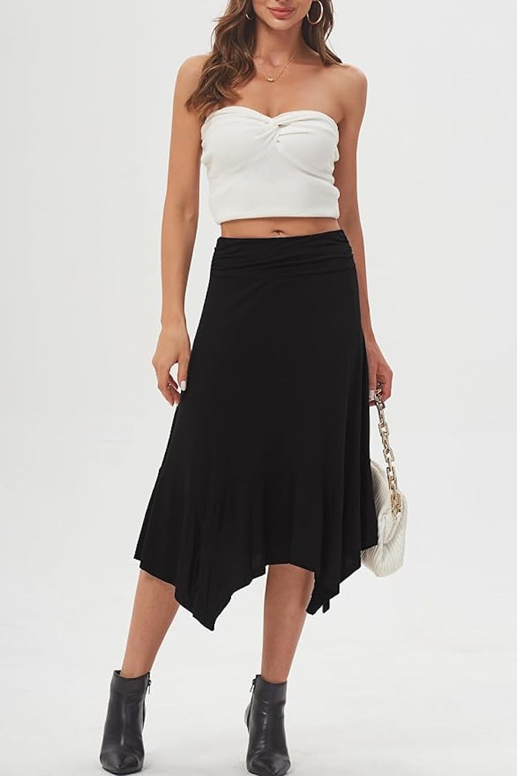 DJTF Handkerchief Hemline Midi Skirt