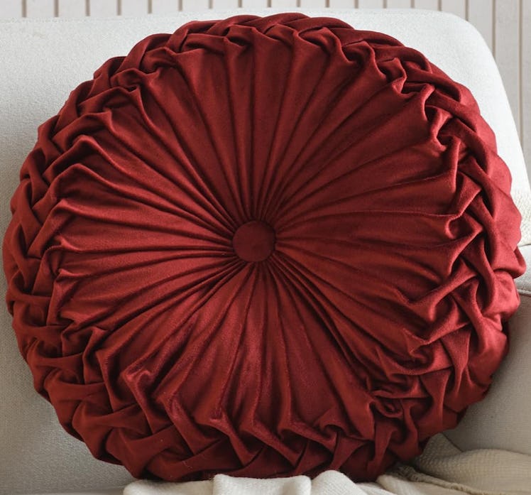 Teieas Velvet Pleated Circle Pillow