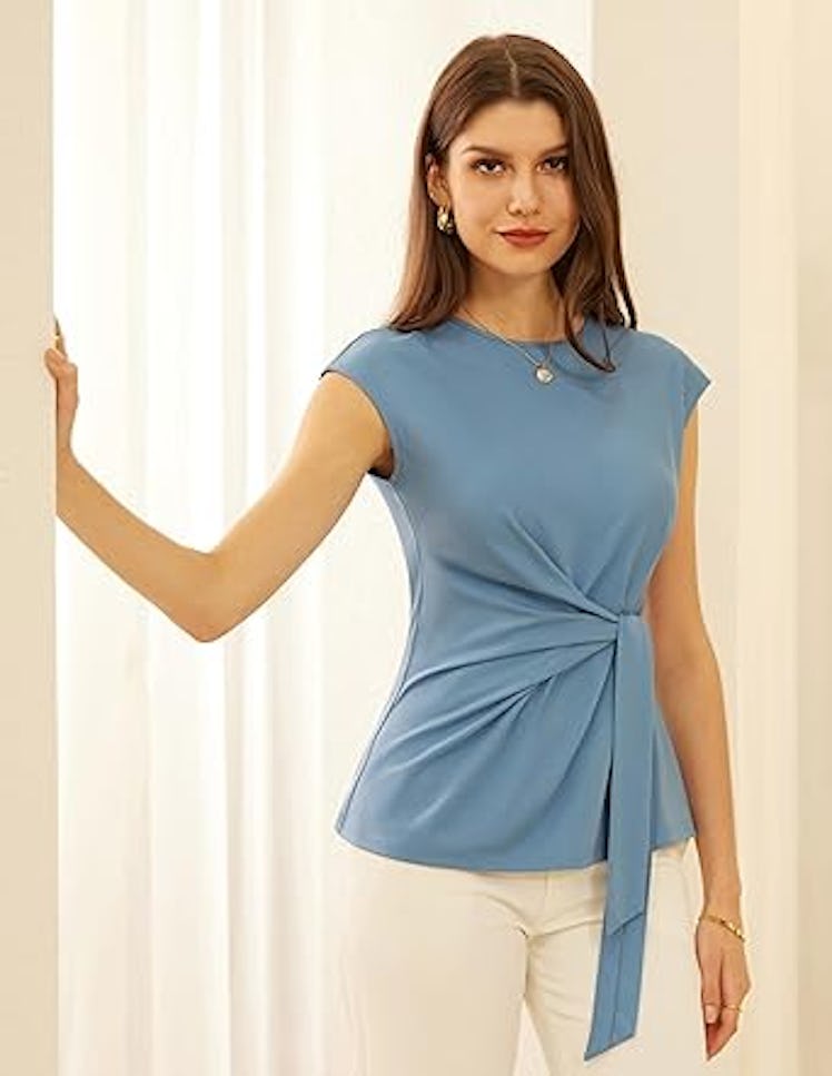 GRACE KARIN Tie-Waist Blouse