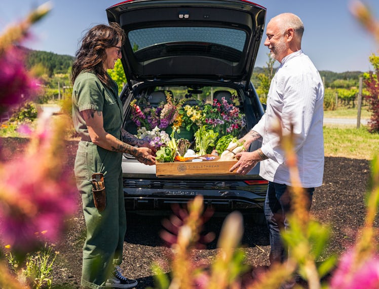 Head farmer Katina Connaught and chef Kyle Connaughton on their SingleThread Farm in Healdsburg, Cal...