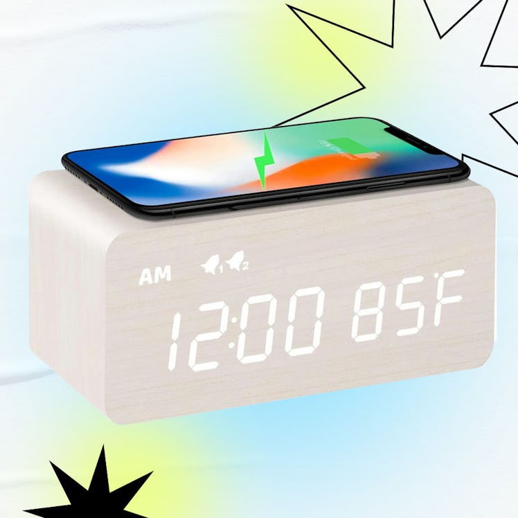 MOSITO Digital Wooden Alarm Clock With Wireless Charging