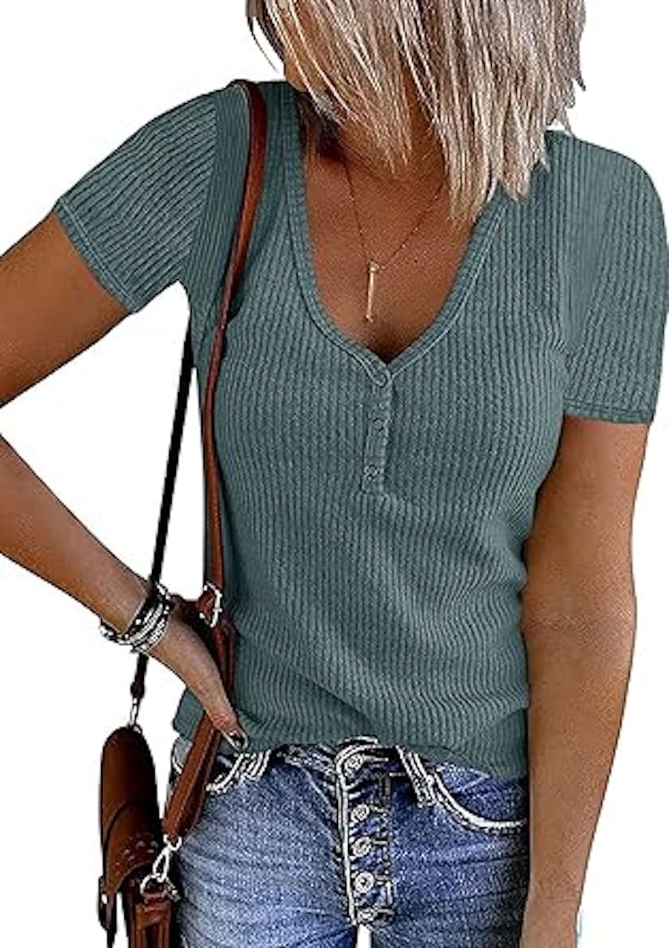 MEROKEETY Rib-Knit Top