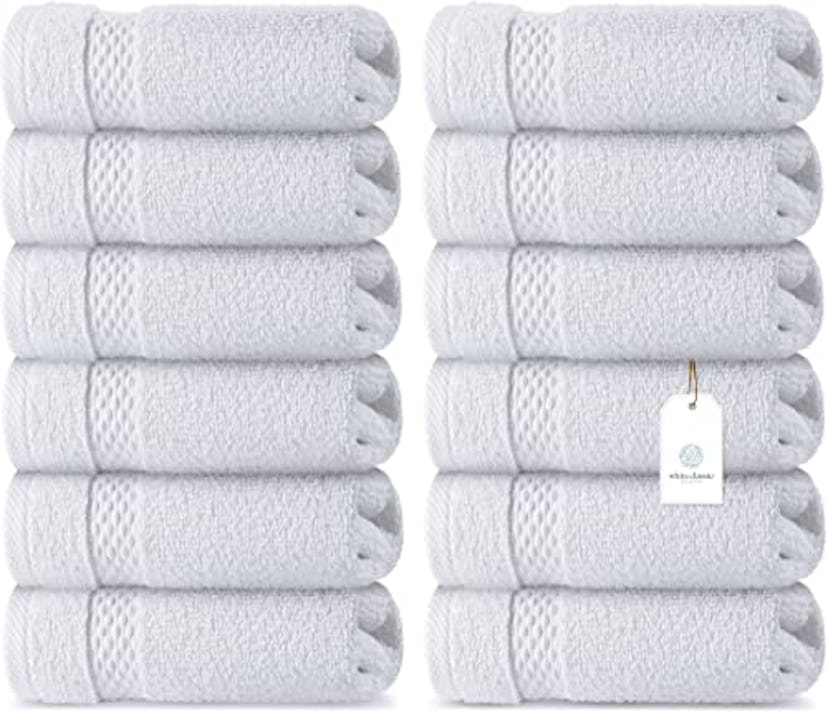 WhiteClassic Luxury Cotton Washcloths (12-Pack)