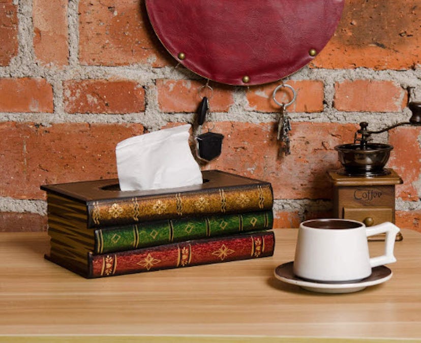 VERGOODR Retro Wooden Book Tissue Box Cover