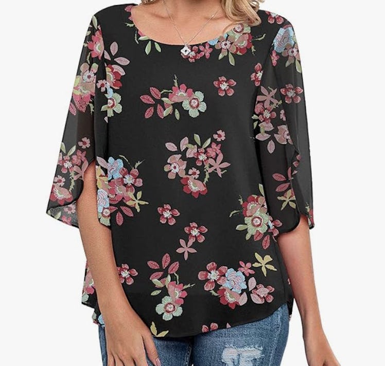 Neineiwu Casual Scoop Neck Loose Top