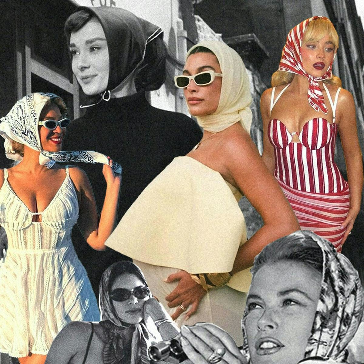How The Retro Head Scarf Became Kendall Jenner Hailey Bieber s Go To Summer Trend