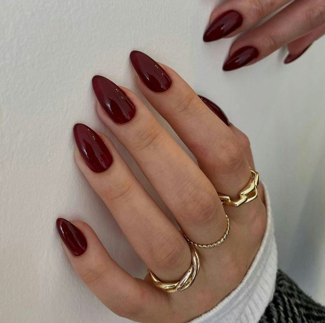 Burgundy polish shades are on-trend for fall 2024.