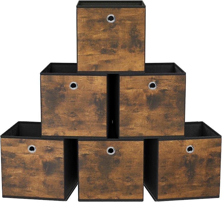 SONGMICS Faux Wood Fabric Storage Cubes (Set of 6)