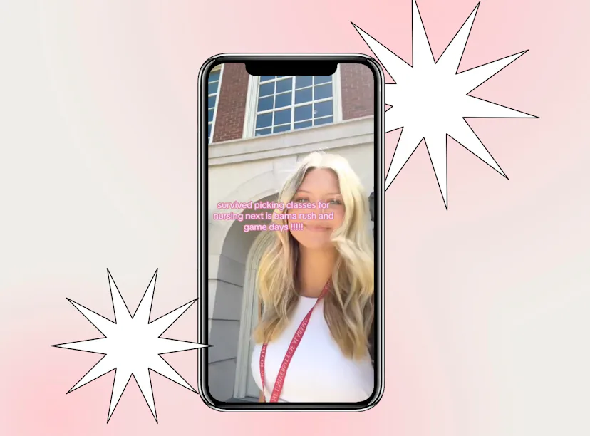 A TikTok screenshot from Bama Rush PNM Payton Carstensen's video