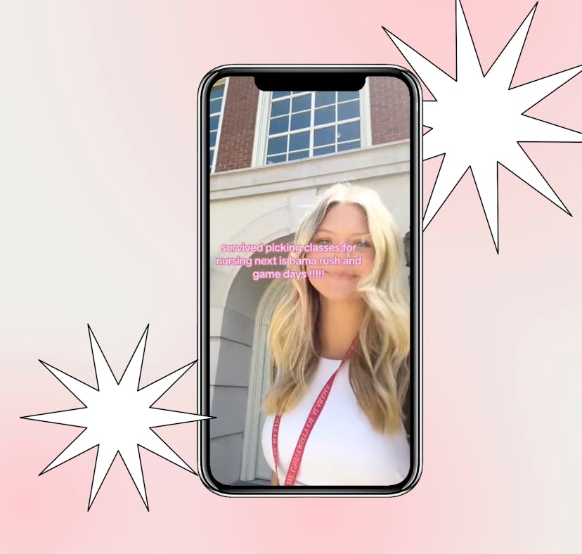 A TikTok screenshot from Bama Rush PNM Payton Carstensen's video