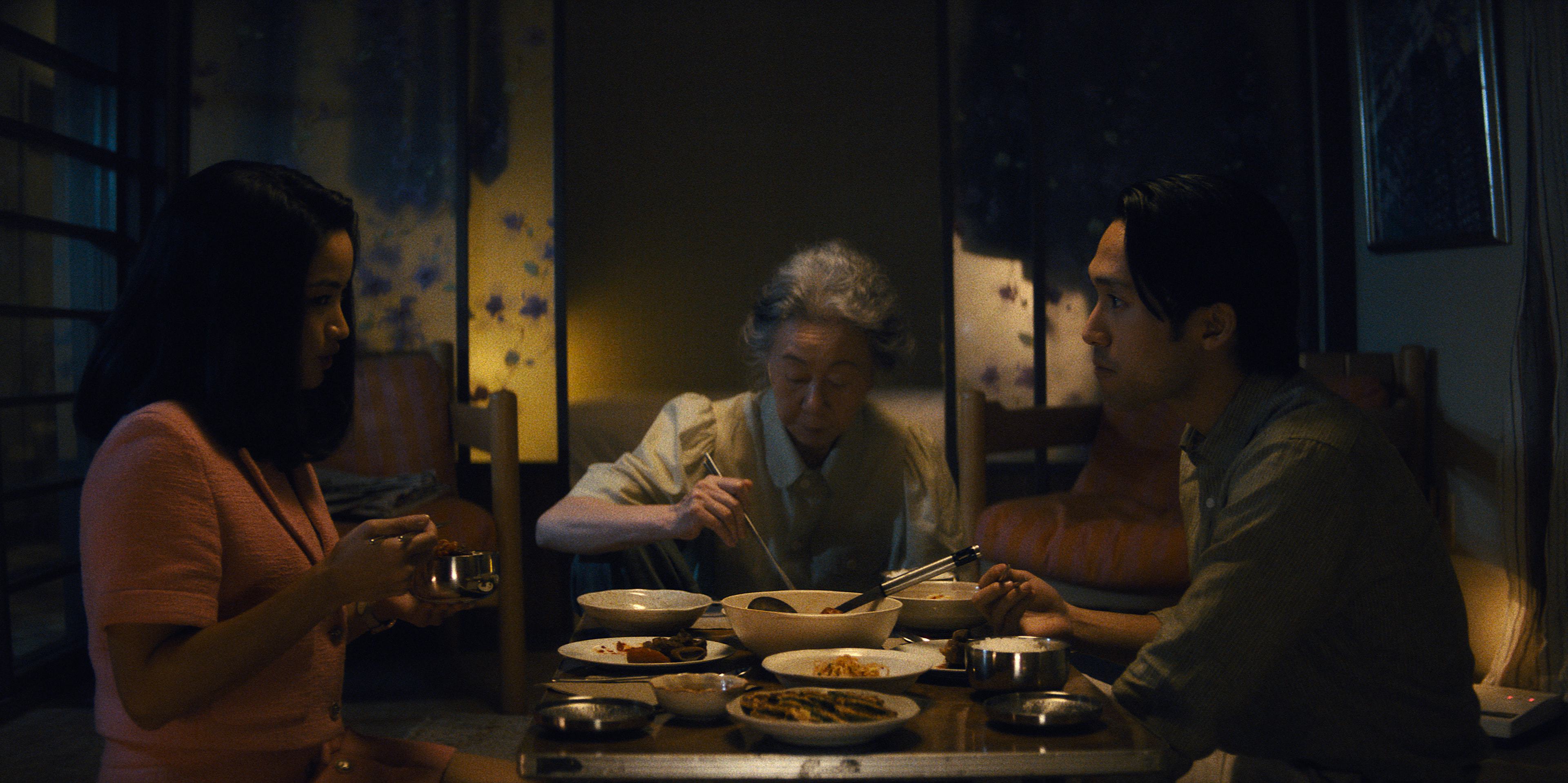 Youn Yuh-jung, Jin Ha, and Anna Sawai in Pachinko.