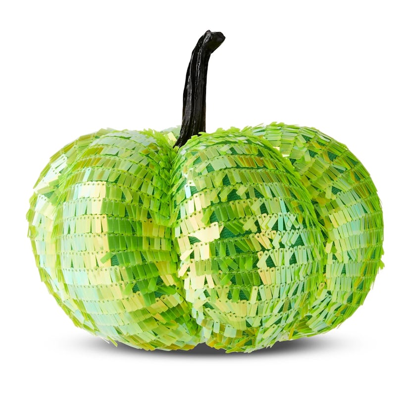 Halloween Lime Green Sequin Pumpkin Tabletop Decor