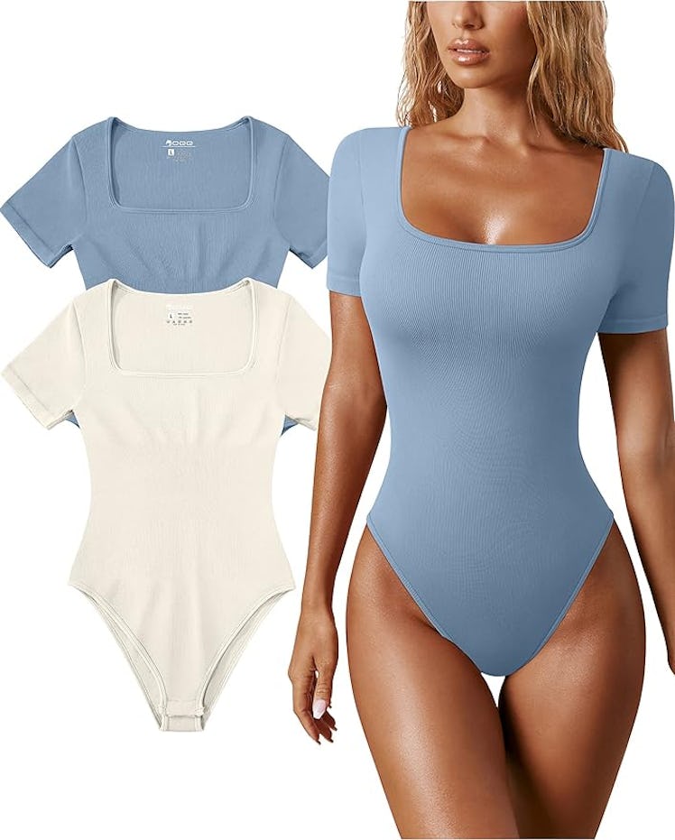 OQQ Square-Neck Bodysuit (2-Pack)