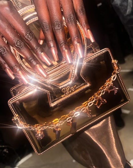 Pumpkin bronze polish was spotted at New York Fashion Week Spring / Summer 2025.
