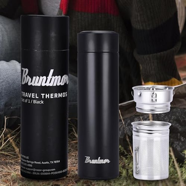 Bruntmor Stainless Steel Travel Thermos Cup with Infuser and Lid