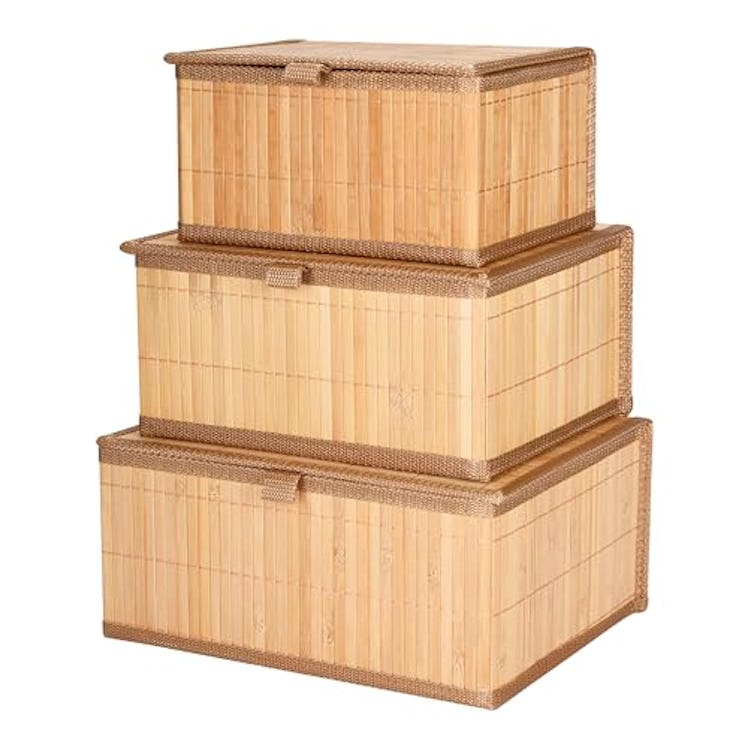 Bamodi Bamboo Decorative Storage Boxes (Set of 3)