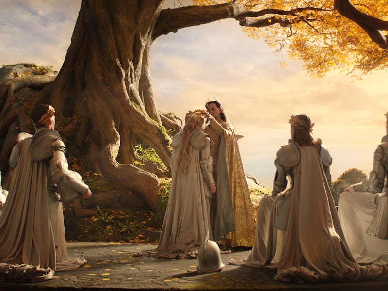 Galadriel (Morfydd Clark) is crowned in The Lord of the Rings: The Rings of Power